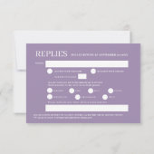 Lila Hochzeitsfeiern im Wasser RSVP Karte (Rückseite)