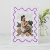 Lila HochzeitsFoto mit kratziger Hand Dankeskarte (Stehend Vorderseite)