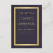 Lila Hochzeitsgast-Informationen Begleitkarte (Vorderseite)