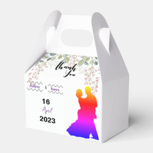 Lila Hochzeitsgeschenk-Tags Geschenkschachtel