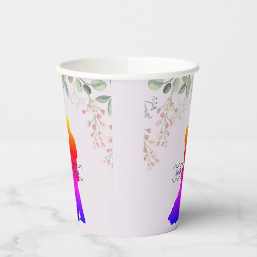 Lila Hochzeitsgeschenk-Tags Pappbecher (Links)