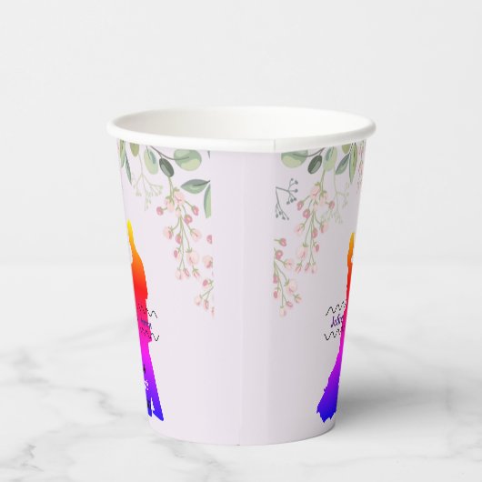 Lila Hochzeitsgeschenk-Tags Pappbecher (Rechts)