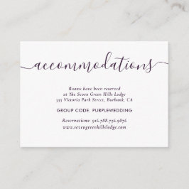 Lila Hochzeitshotel Unterkunftskarten Begleitkarte