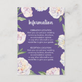 Lila Hochzeitsinformationskarten für Peony Violet Begleitkarte (Vorderseite)