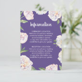 Lila Hochzeitsinformationskarten für Peony Violet Begleitkarte (Stehend Vorderseite)
