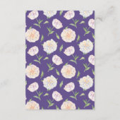 Lila Hochzeitsinformationskarten für Peony Violet Begleitkarte (Rückseite)
