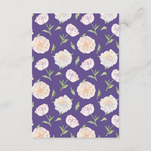 Lila Hochzeitsinformationskarten für Peony Violet Begleitkarte (Rückseite)