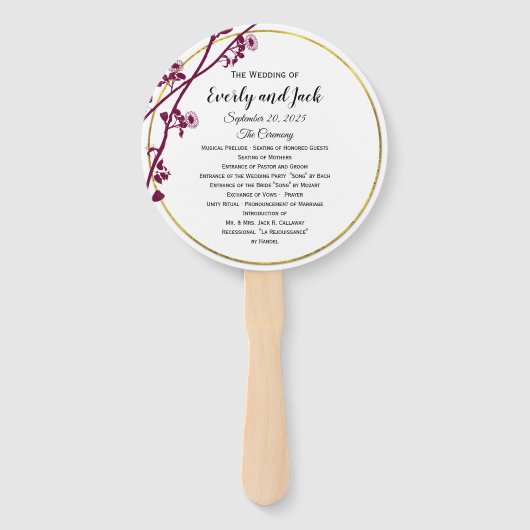 Lila Hochzeitskampagne "Dark Red Violet" Fächer (Vorderseite)