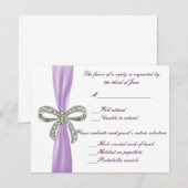 Lila Hochzeitskarte für Diamant Bow RSVP Karte (Vorne/Hinten)