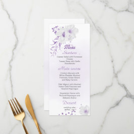lila Hochzeitskarte für Romantik und Weiß Menükarte