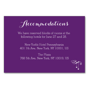 Lila Hochzeitskarte Tischnummer