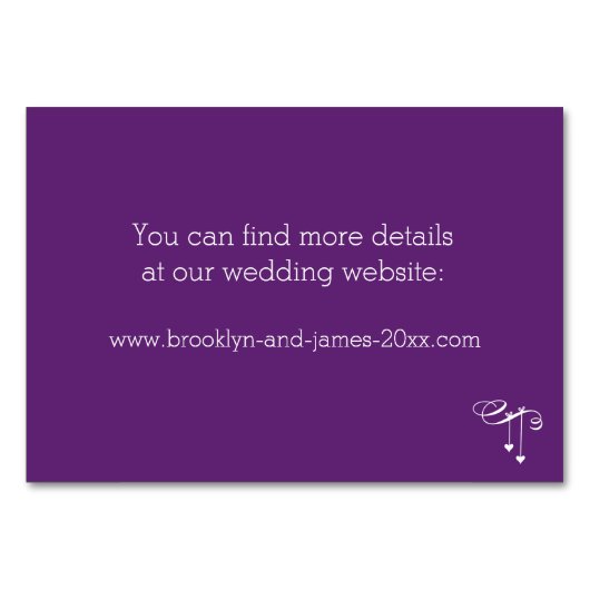 Lila Hochzeitskarte Tischnummer (Rückseite)