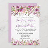 Lila Hochzeitskarten für Wasserfarben Einladung (Vorne/Hinten)