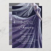 lila Hochzeitskleid Brautparty Nr. 3 Einladung (Vorne/Hinten)