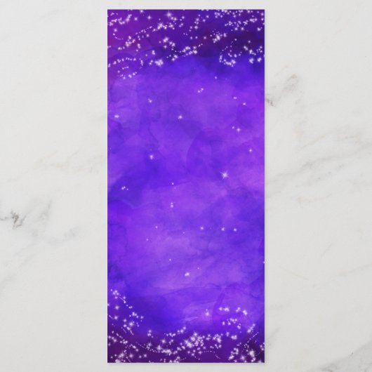 Lila Hochzeitsmenü für die Sternennachtsgalaxie Menükarte (Rückseite)