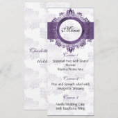 lila Hochzeitsmenü Menükarte (Vorne/Hinten)