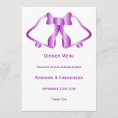 Lila Hochzeitsmenüglocken und -glocken Menükarte (Vorderseite)