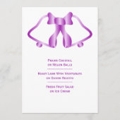 Lila Hochzeitsmenüglocken und -glocken Menükarte (Rückseite)