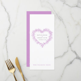 Lila Hochzeitsmenüs aus Mistletoe Menükarte