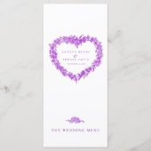 Lila Hochzeitsmenüs ohne Herz Menükarte (Vorderseite)