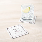 Lila Hochzeitsnamen Datum Einfache moderne Minimal Rechteckiger Pappuntersetzer (Vor Ort)