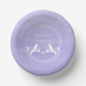 Lila Hochzeitspapierschalen von Lovebird Pappteller (Vorderseite)