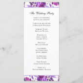 Lila Hochzeitsprogramm. Blumenzeremonie auf Wasser Programm (Rückseite)