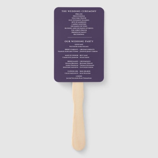 Lila Hochzeitsprogramm Fächer (Rückseite)