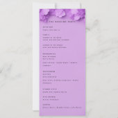 lila Hochzeitsprogramm für Blumen Einladung (Rückseite)
