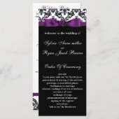 lila Hochzeitsprogramm für Damast Programm (Vorne/Hinten)