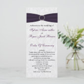 lila Hochzeitsprogramm für Damast Programm (Stehend Vorderseite)