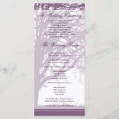 Lila Hochzeitsprogramm für Eichenbaum Programm (Rückseite)