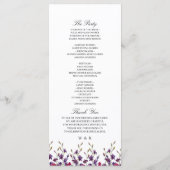 Lila Hochzeitsprogramm für Flora Programm (Rückseite)