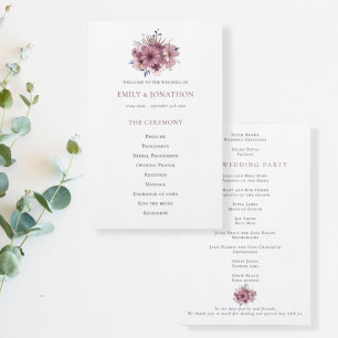 Lila Hochzeitsprogramm für Florals