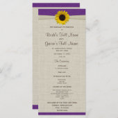 Lila Hochzeitsprogramm für Gelbe Sonnenblumen und Programm (Vorne/Hinten)