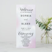 Lila Hochzeitsprogramm für Grau und Weiß (Stehend Vorderseite)