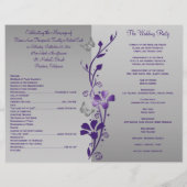 Lila Hochzeitsprogramm für Grauschmetterlinge (Rückseite)