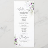 Lila Hochzeitsprogramm für Grünpflanzen Programm (Rückseite)