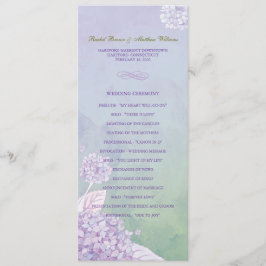 Lila Hochzeitsprogramm für Hydrangeas Programm