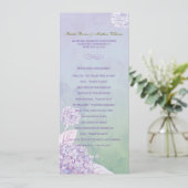 Lila Hochzeitsprogramm für Hydrangeas Programm (Stehend Vorderseite)