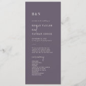 Lila Hochzeitsprogramm für moderne Chic Pflaume Programm (Vorderseite)