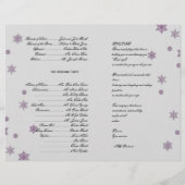 Lila Hochzeitsprogramm für Schneeflocken aus Zucke (Rückseite)