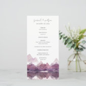 Lila Hochzeitsprogramm für Wasserfarben Dankeskarte (Stehend Vorderseite)