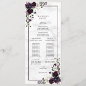 Lila Hochzeitsprogramm für Wasserfarben Programm (Rückseite)