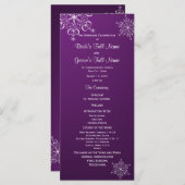 Lila Hochzeitsprogramm für Winterschneeflocken Programm (Vorne/Hinten)