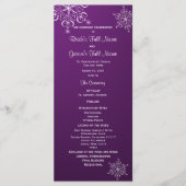 Lila Hochzeitsprogramm für Winterschneeflocken Programm (Vorderseite)