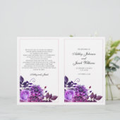 Lila Hochzeitsprogramm gefaltet. Kirchenfeier (Stehend Vorderseite)
