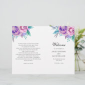 Lila Hochzeitsprogramm gefaltet. Lilac Blume (Stehend Vorderseite)