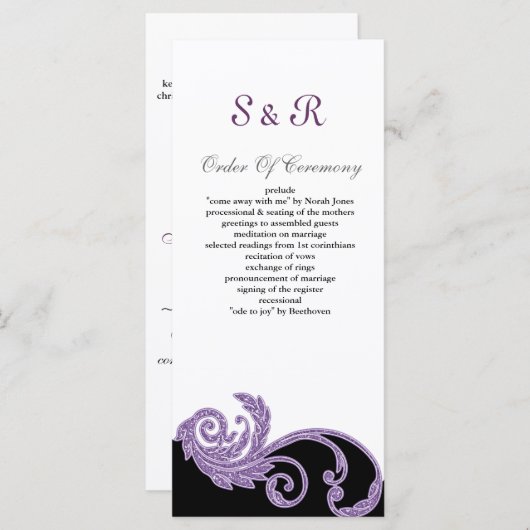 lila Hochzeitsprogramm Programm (Vorne/Hinten)