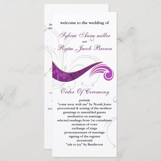 lila Hochzeitsprogramm Programm (Vorne/Hinten)